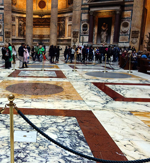 Inside the Pantheon, during a rain shower