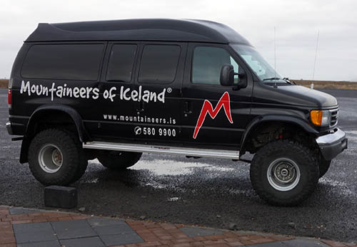 Typical four-wheel-drive vehicle near Gullfoss