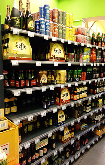 Standard beer selection in a 7-11 type convenience store! Chimay, Leffe, Hoegarten, etc!