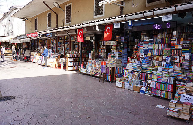Book stalls outside the bazaar